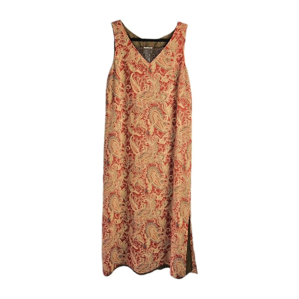 Vtg Y2K Emma James Liz Claiborne Maxi Dress 14P Red Paisley 90s Phoebe Chiffon